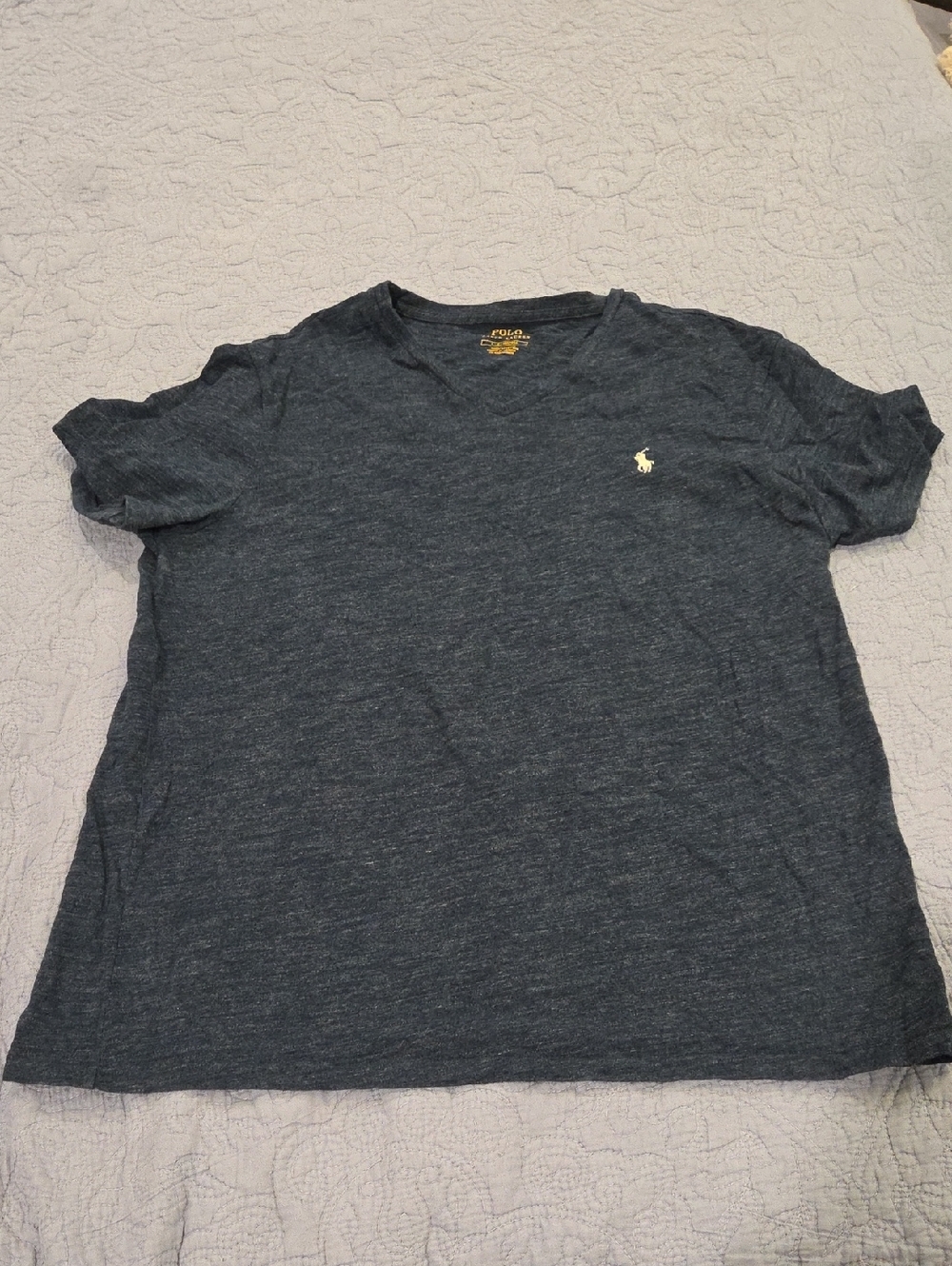 Polo by Ralph Lauren Dark Heather Navy Short Sleeve Tee with Logo Size L!